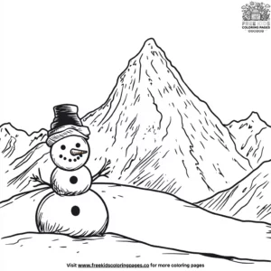 Mountain with a snowman coloring pages