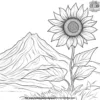 Mountain with a Sunflower Coloring Pages