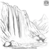 Mountain with a Waterfall Coloring Pages