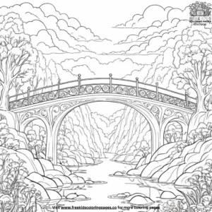 Mystical foggy bridge coloring pages