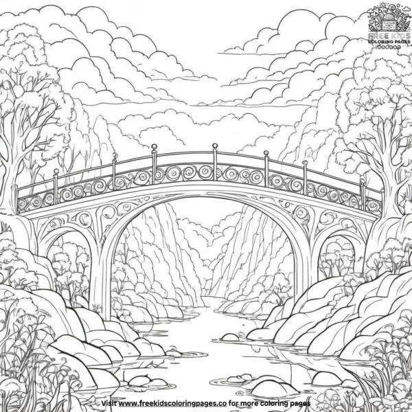 Mystical foggy bridge coloring pages