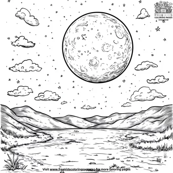 Night moon coloring pages