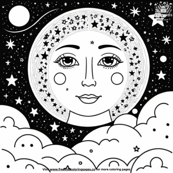 Night sky moon coloring pages