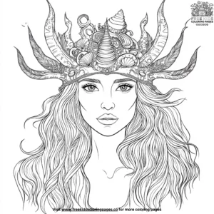 Ocean Princess with a Shell Crown Coloring Pages