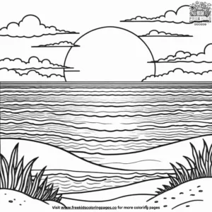 Ocean View Sunset Coloring Pages