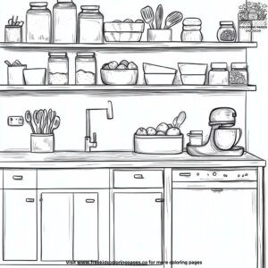 Organized Kitchen Counters Coloring Pages