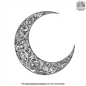 Ornate Crescent Moon Coloring Pages