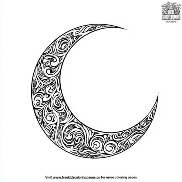 Ornate crescent moon coloring pages