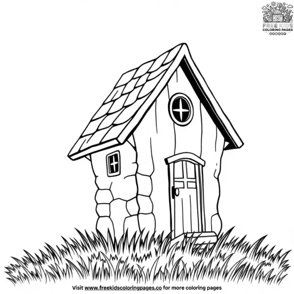 Owl house on grass coloring pages