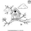 Owl House with Clouds Coloring Pages