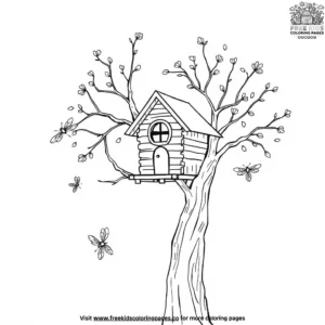 Owl house with dragonfly coloring pages