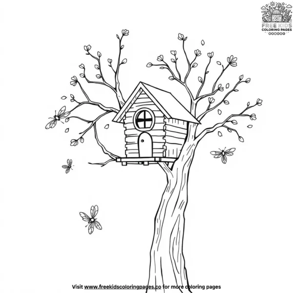 Owl house with dragonfly coloring pages