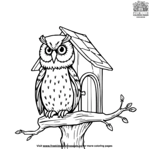 Owl House with Perch Coloring Pages