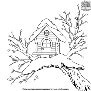 Owl house with snow coloring pages