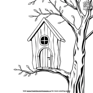 Owl house with window coloring pages