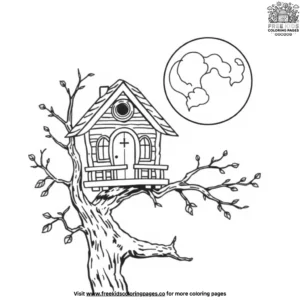 Owl house under the moon coloring pages