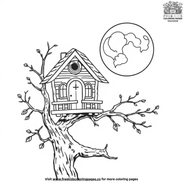 Owl house under the moon coloring pages