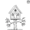 Owl House with a Triangle Roof Coloring Pages