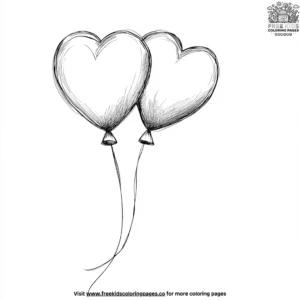 Pair of Love Hearts Balloons Coloring Pages