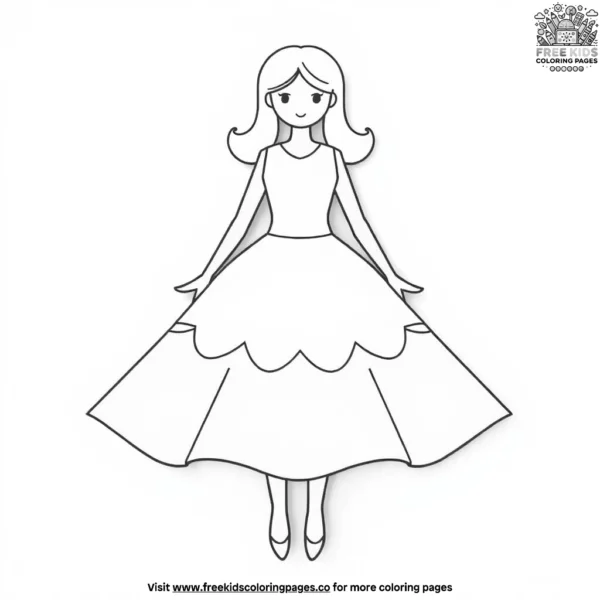 Paper doll with a dress coloring pages