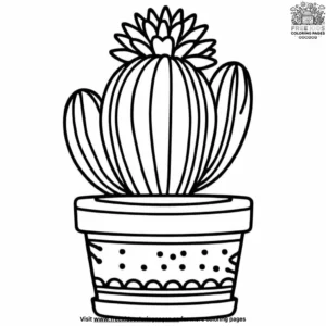 Patterned pot and Cactus Coloring Pages