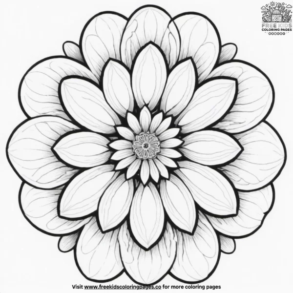 Petal blossom zentangle coloring pages