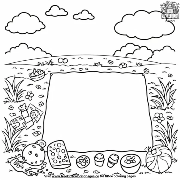 Picnic mat under the summer sky coloring pages