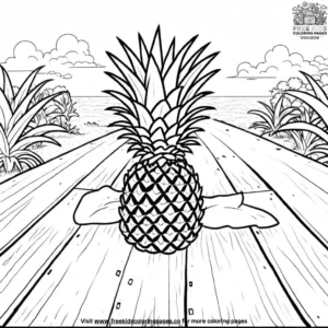 Pineapple on a Picnic Table Coloring Pages