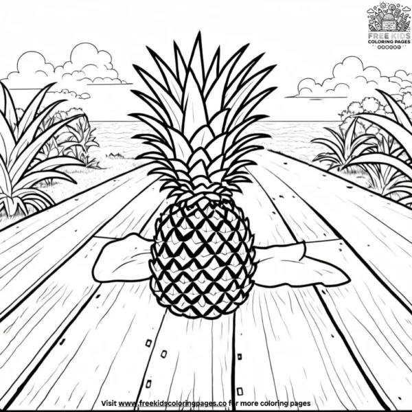 Pineapple on a picnic table coloring pages