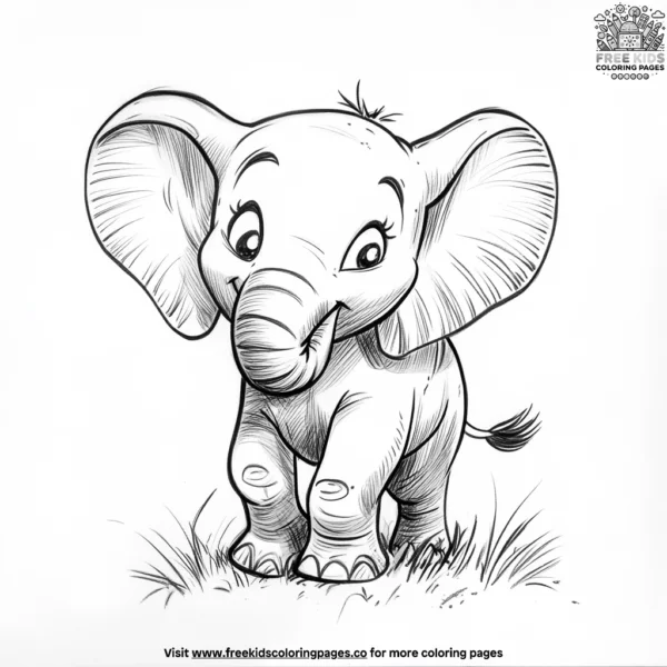 Playful elephant coloring pages