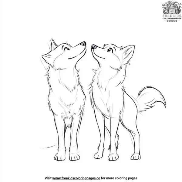 Playful husky pals coloring pages