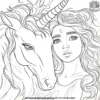 Princess and Her Unicorn Coloring Pages