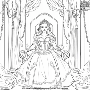 Princess and the Royal Throne Coloring Pages