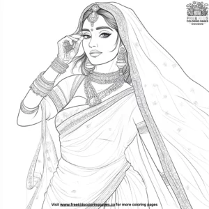 Princess in a festive saree coloring pages