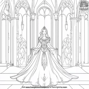 Princess in a Sparkling Castle Coloring Pages