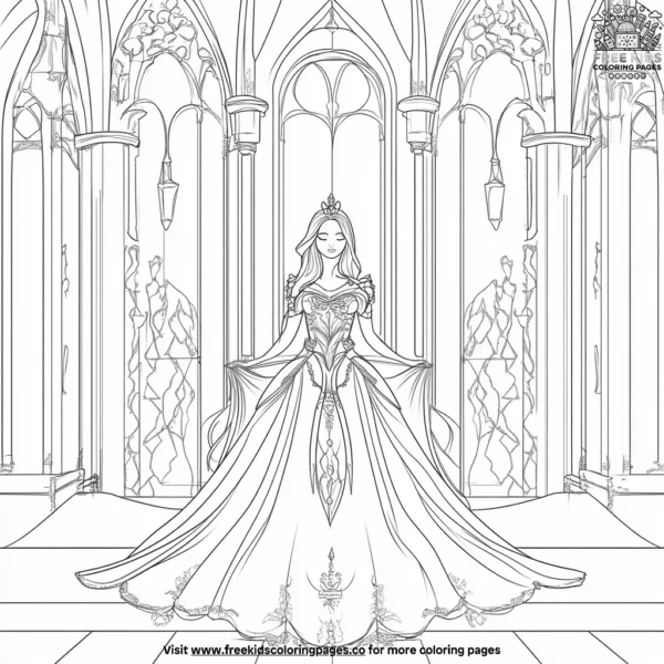 Princess in a sparkling castle coloring pages