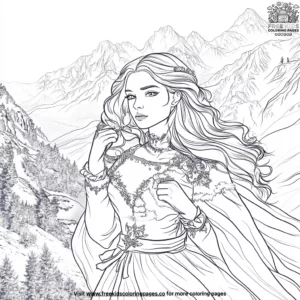 Princess of the snowy mountains coloring pages