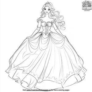 Princess with a Beautiful Ball Gown Coloring Pages