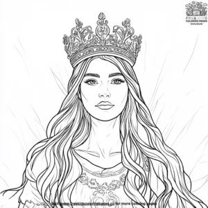 Princess with a Golden Crown Coloring Pages