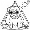 Pug at a Campsite Coloring Pages