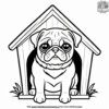 Pug in a Doghouse Coloring Pages