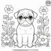 Pug in a Garden Coloring Pages