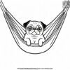 Pug in a Hammock Coloring Pages