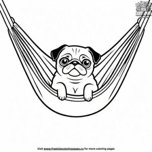 Pug in a hammock coloring pages