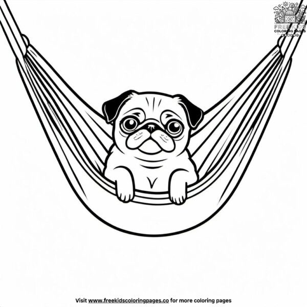 Pug in a hammock coloring pages