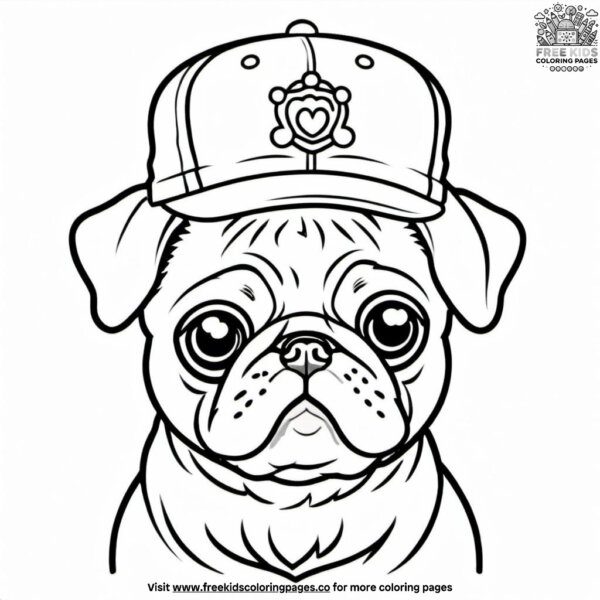 Pug in a hat coloring pages