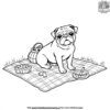 Pug on a Picnic Blanket Coloring Pages