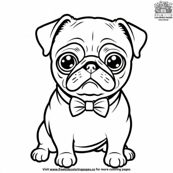 Pug with bowtie coloring pages