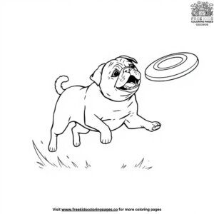 Pug with Frisbee Coloring Pages