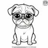 Pug with Glasses Coloring Pages